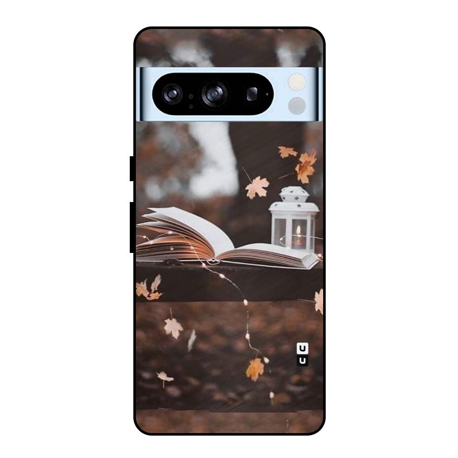 Book and Fall Leaves Metal Back Case for Google Pixel 8 Pro