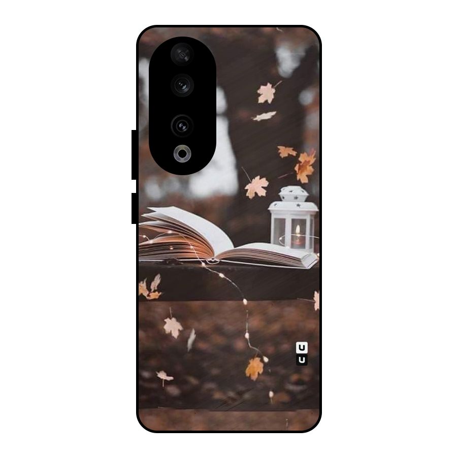 Book and Fall Leaves Metal Back Case for Honor 90