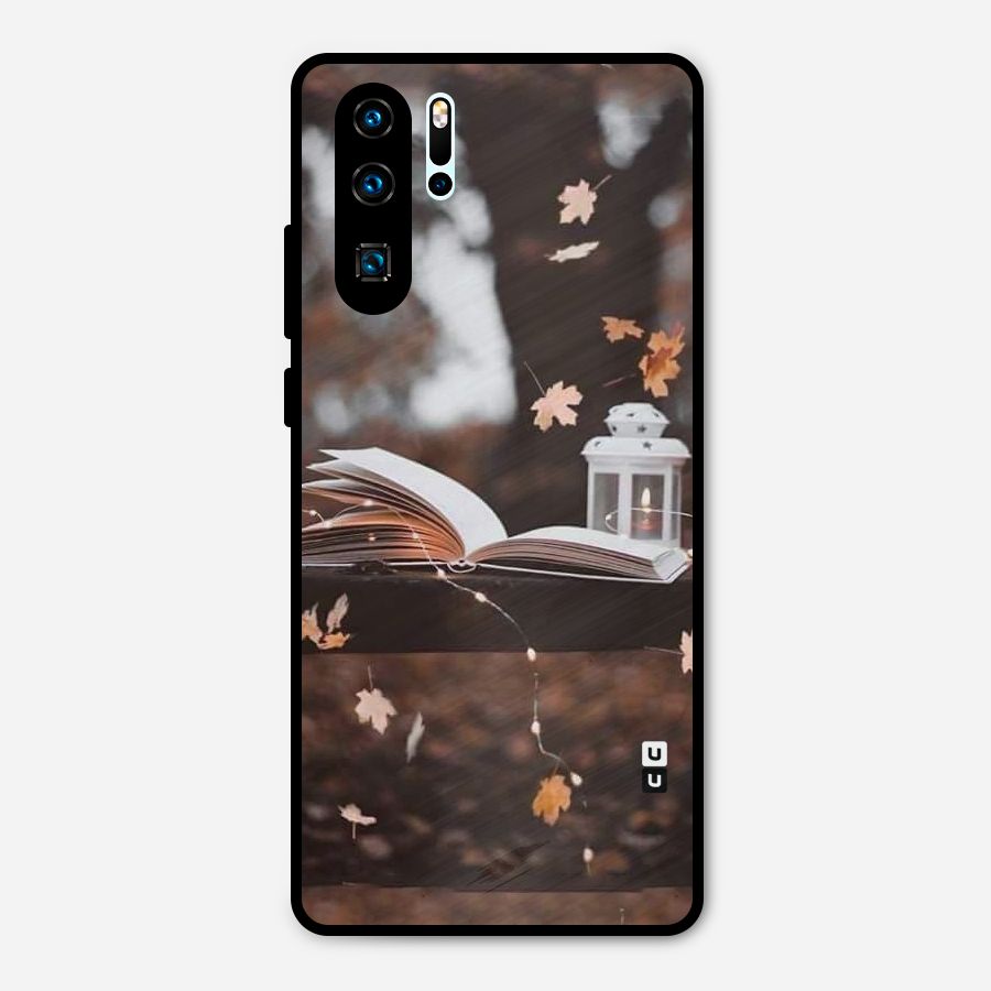 Book and Fall Leaves Metal Back Case for Huawei P30 Pro