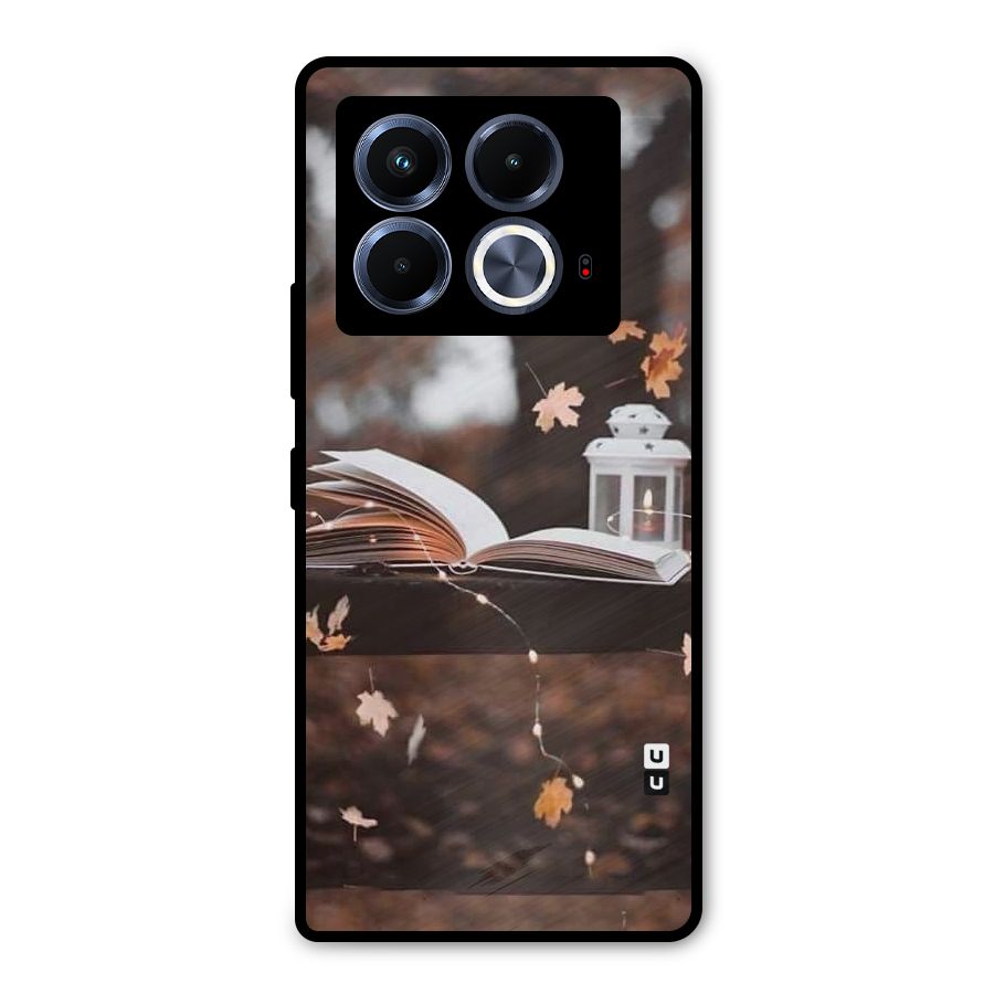 Book and Fall Leaves Metal Back Case for Infinix Note 40 5G