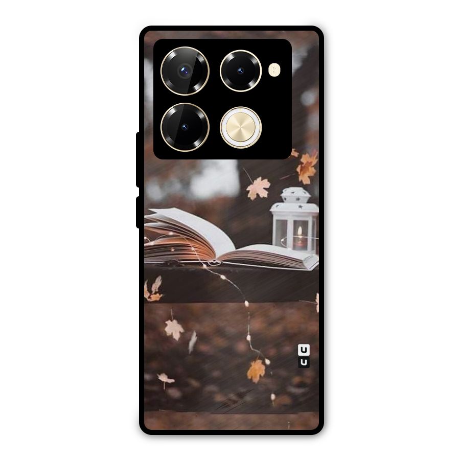 Book and Fall Leaves Metal Back Case for Infinix Note 40 Pro
