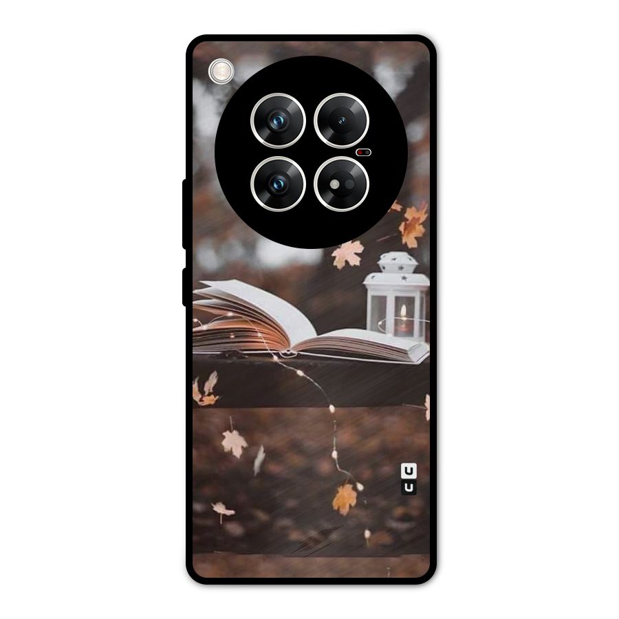 Book and Fall Leaves Metal Back Case for Infinix Zero 40 5G