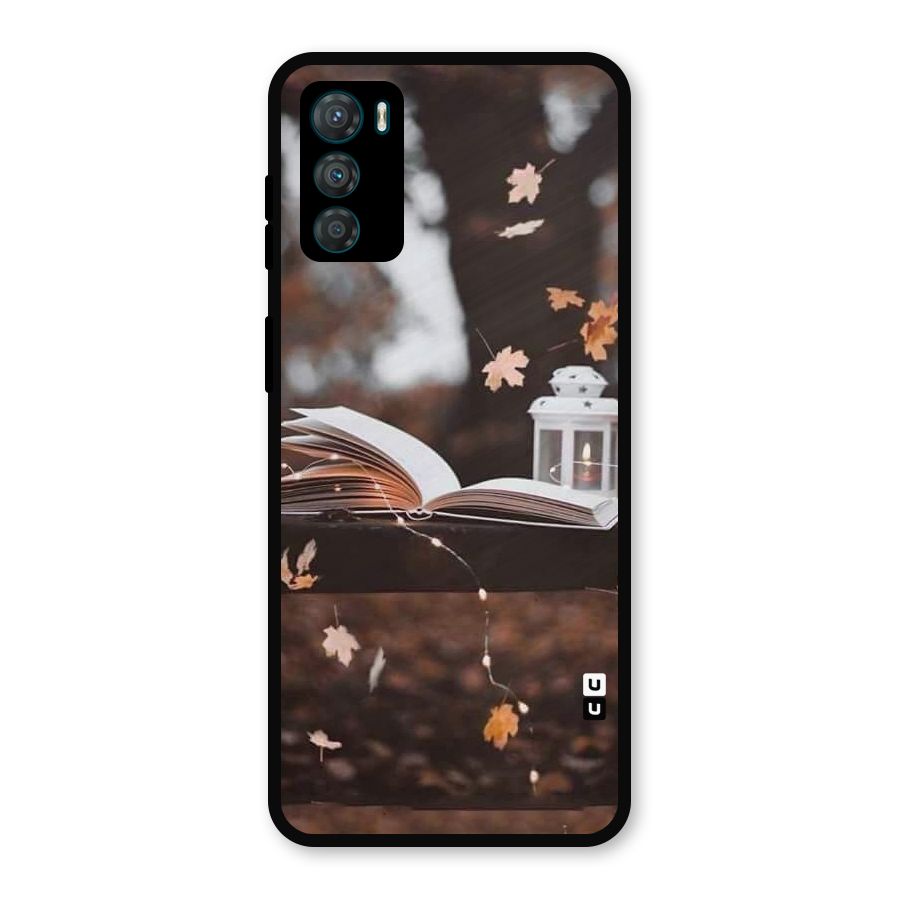 Book and Fall Leaves Metal Back Case for Moto G42