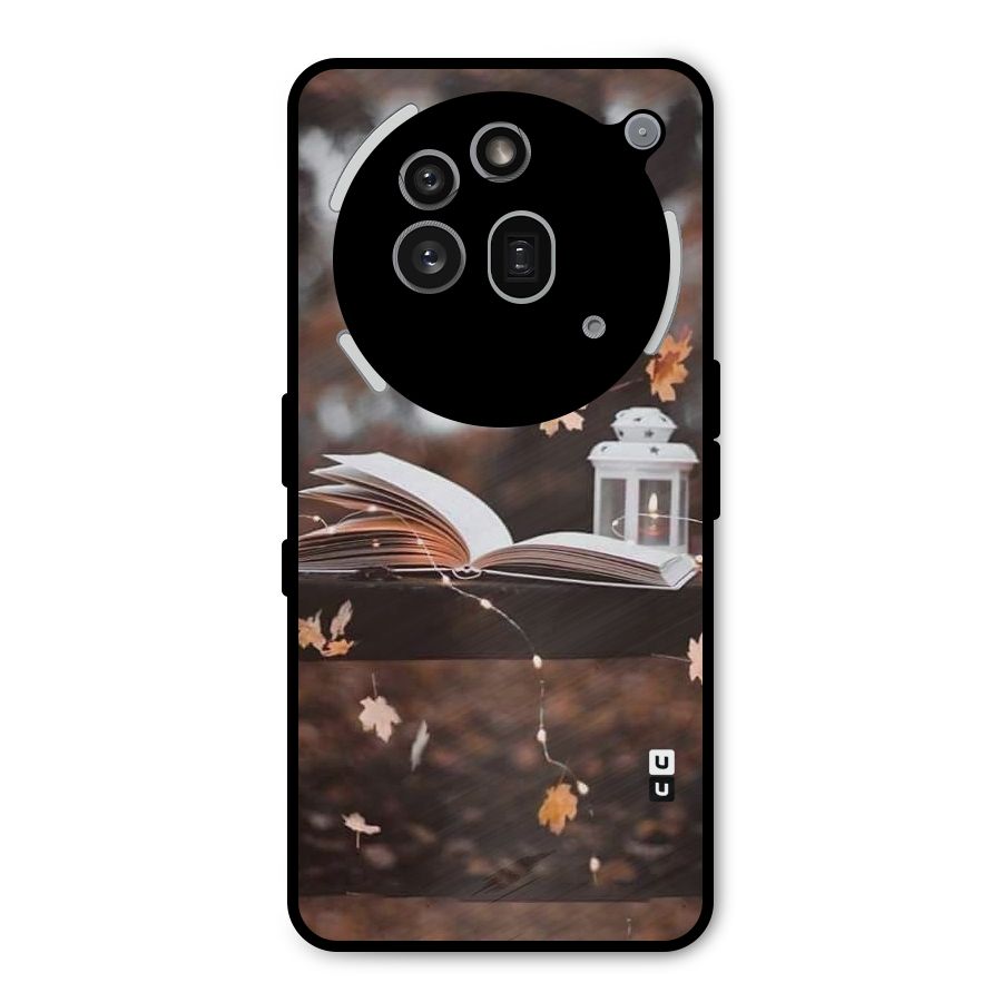 Book and Fall Leaves Metal Back Case for Nothing Phone 3a Pro