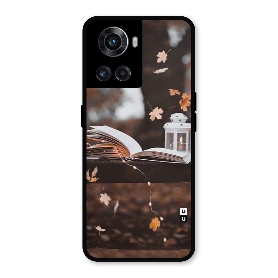 Book and Fall Leaves Metal Back Case for OnePlus 10R