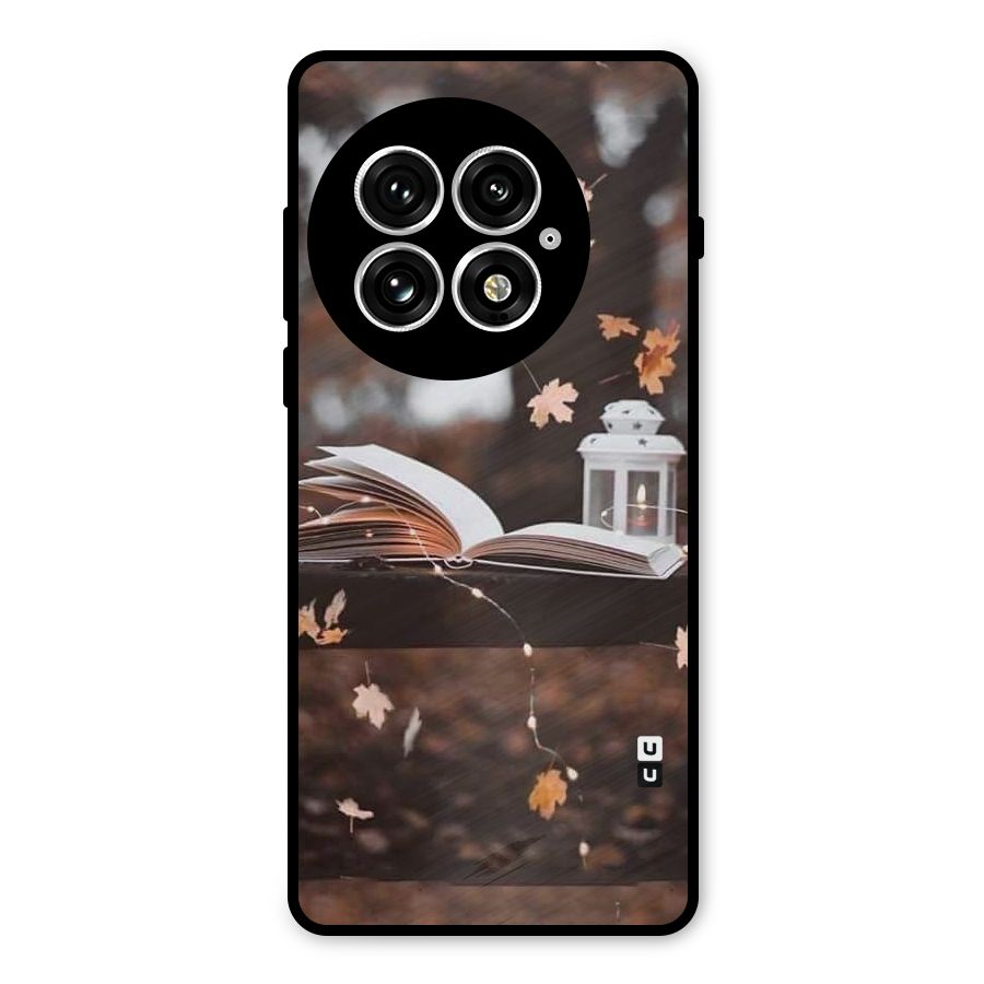 Book and Fall Leaves Metal Back Case for OnePlus 13