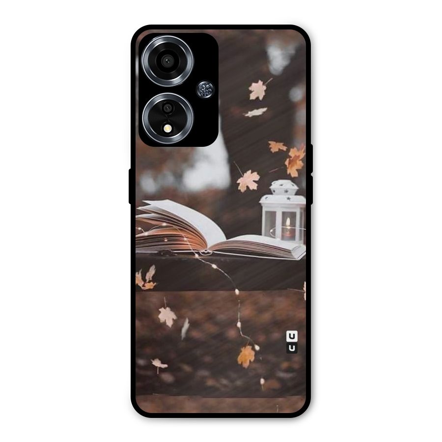 Book and Fall Leaves Metal Back Case for Oppo A59
