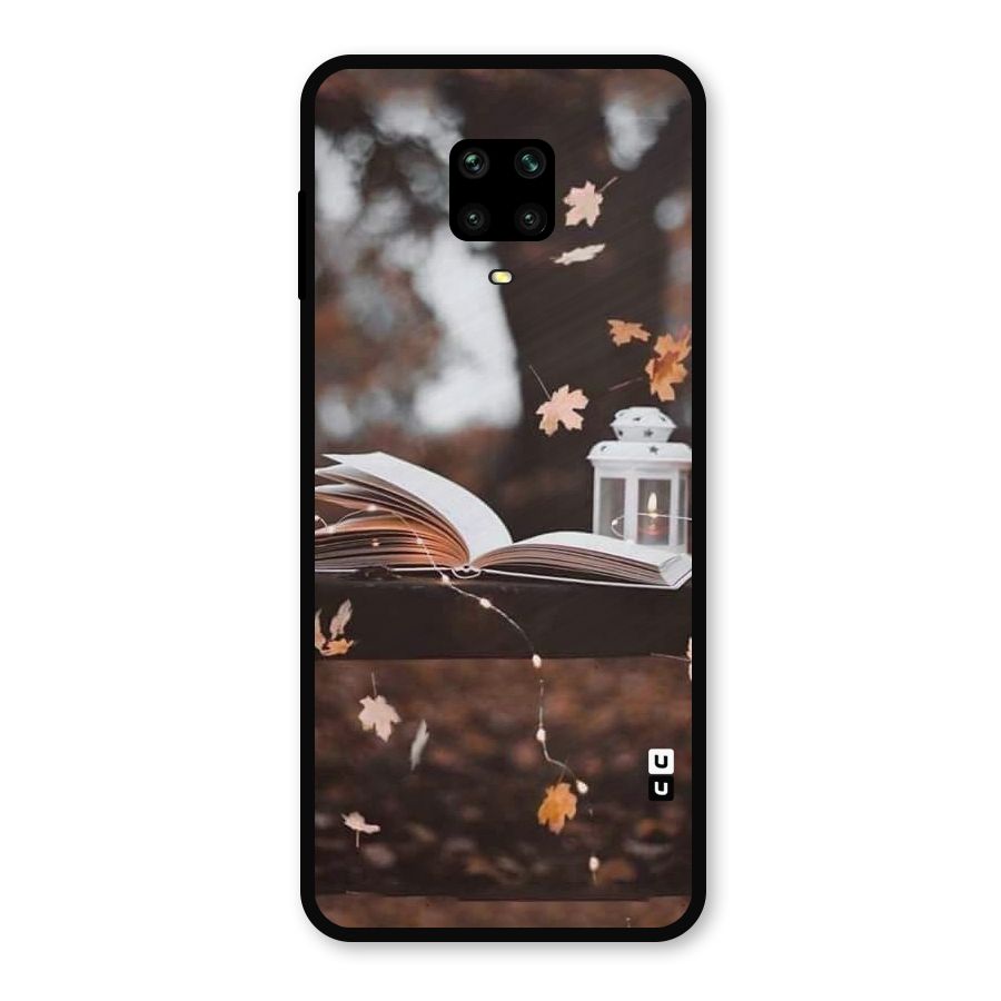Book and Fall Leaves Metal Back Case for Poco M2