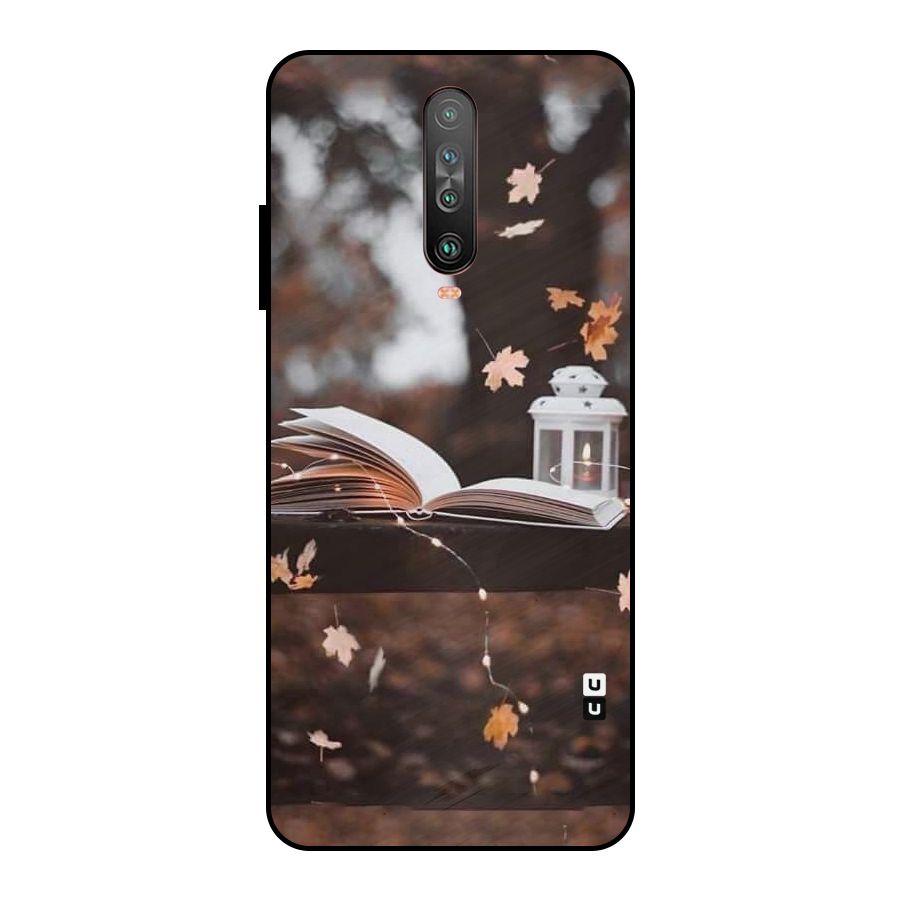 Book and Fall Leaves Metal Back Case for Poco X2