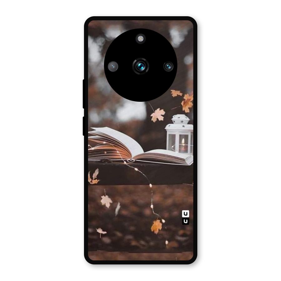 Book and Fall Leaves Metal Back Case for Realme 11 Pro Plus