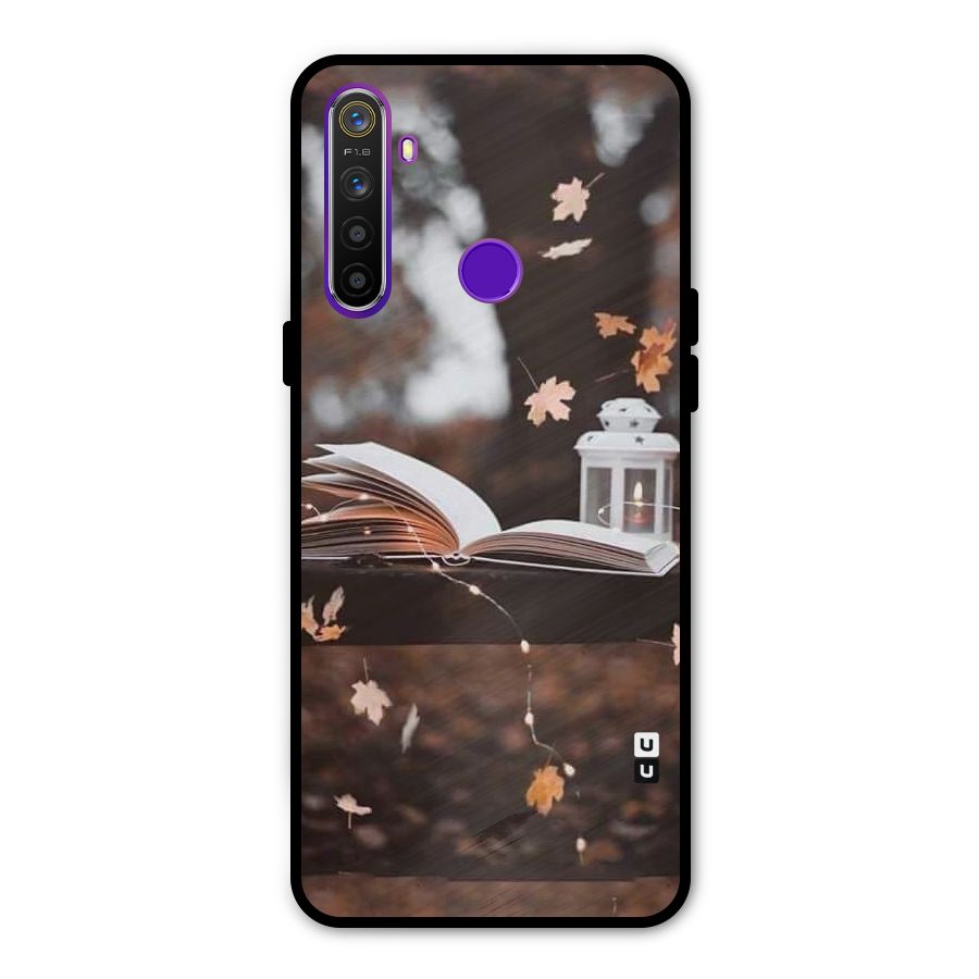 Book and Fall Leaves Metal Back Case for Realme 5