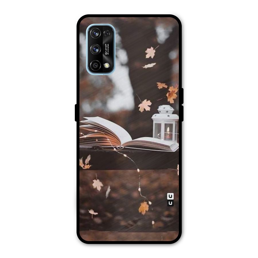 Book and Fall Leaves Metal Back Case for Realme 7 Pro