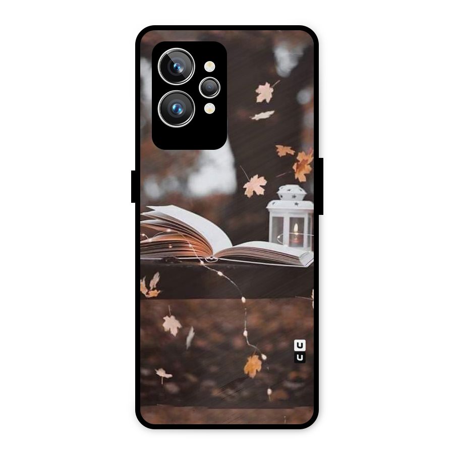 Book and Fall Leaves Metal Back Case for Realme GT2 Pro