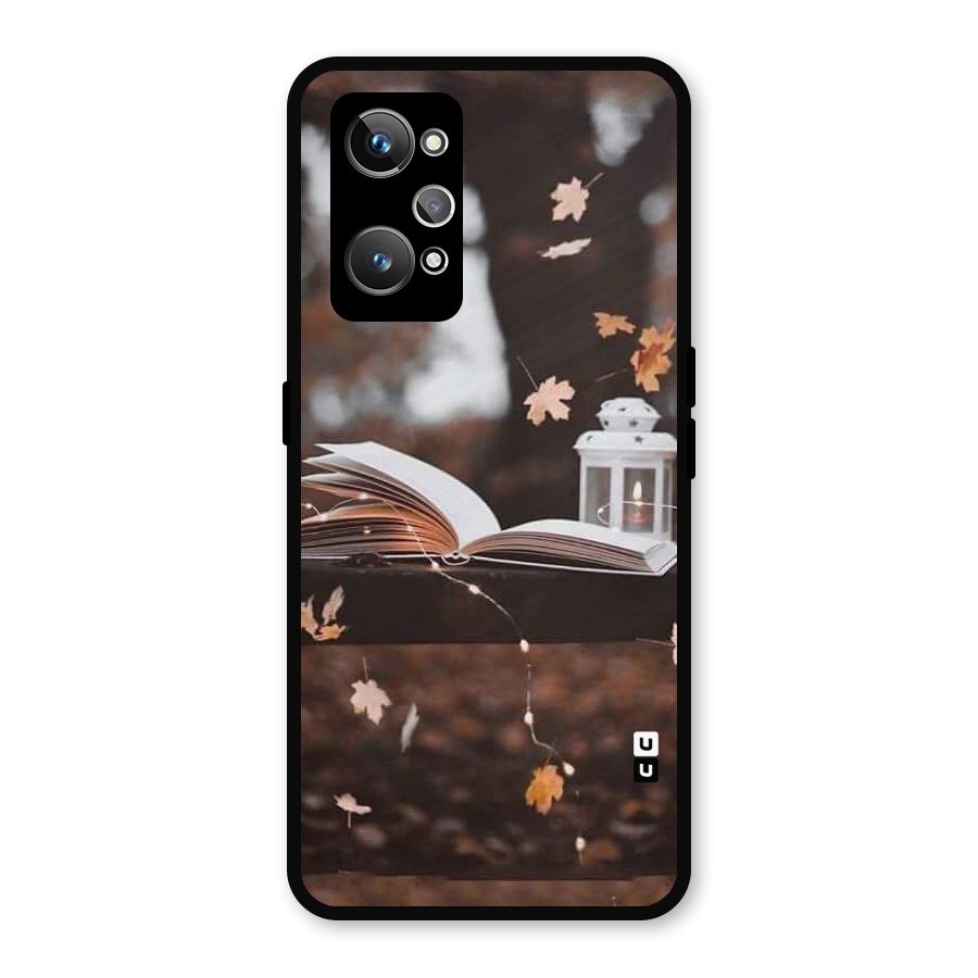 Book and Fall Leaves Metal Back Case for Realme GT 2