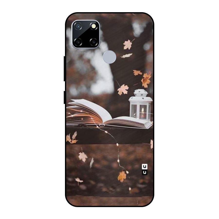 Book and Fall Leaves Metal Back Case for Realme Narzo 30A