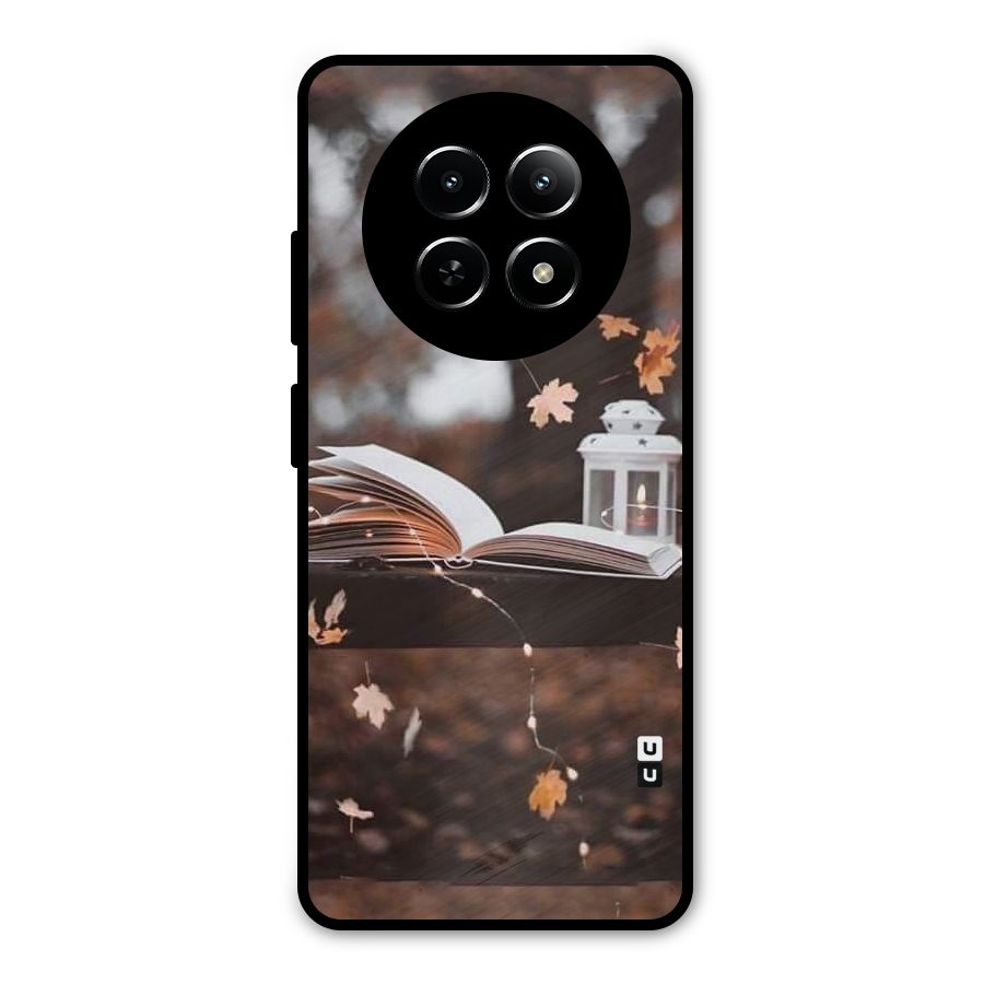 Book and Fall Leaves Metal Back Case for Realme Narzo N65