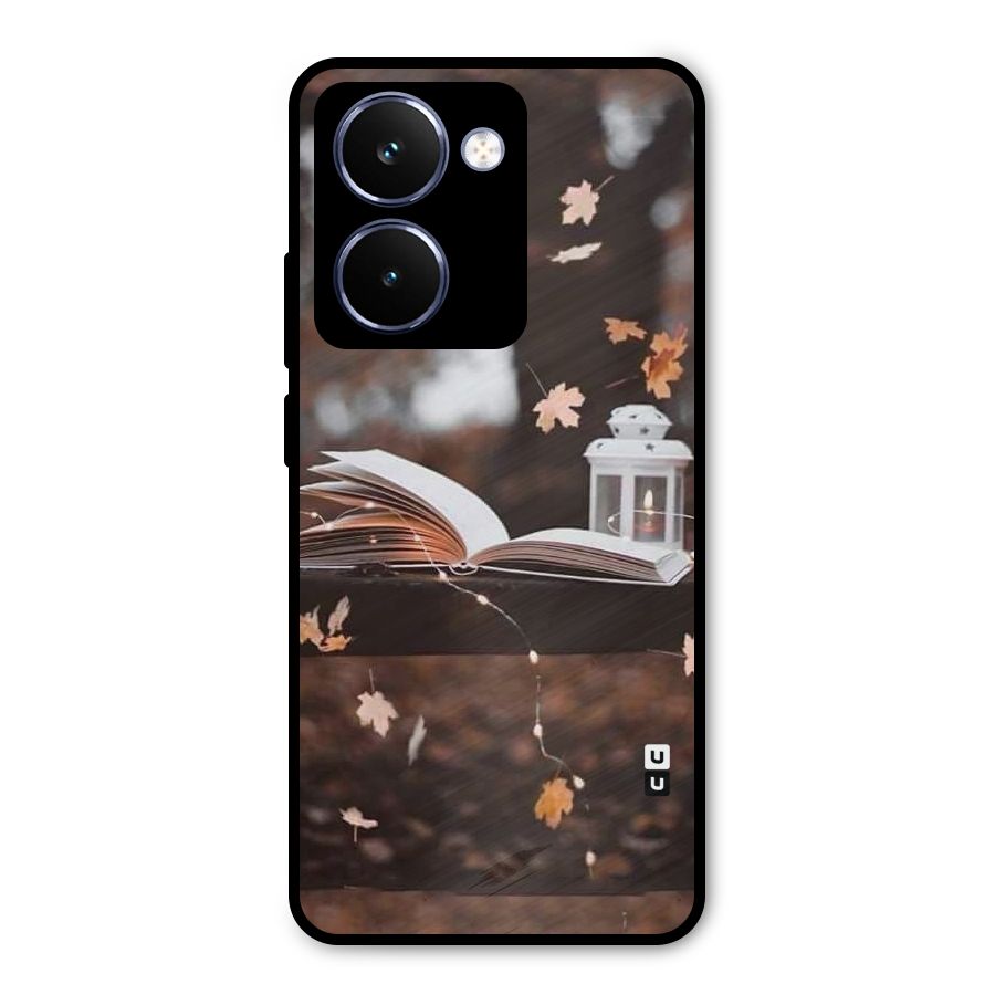 Book and Fall Leaves Metal Back Case for Realme P3 Ultra