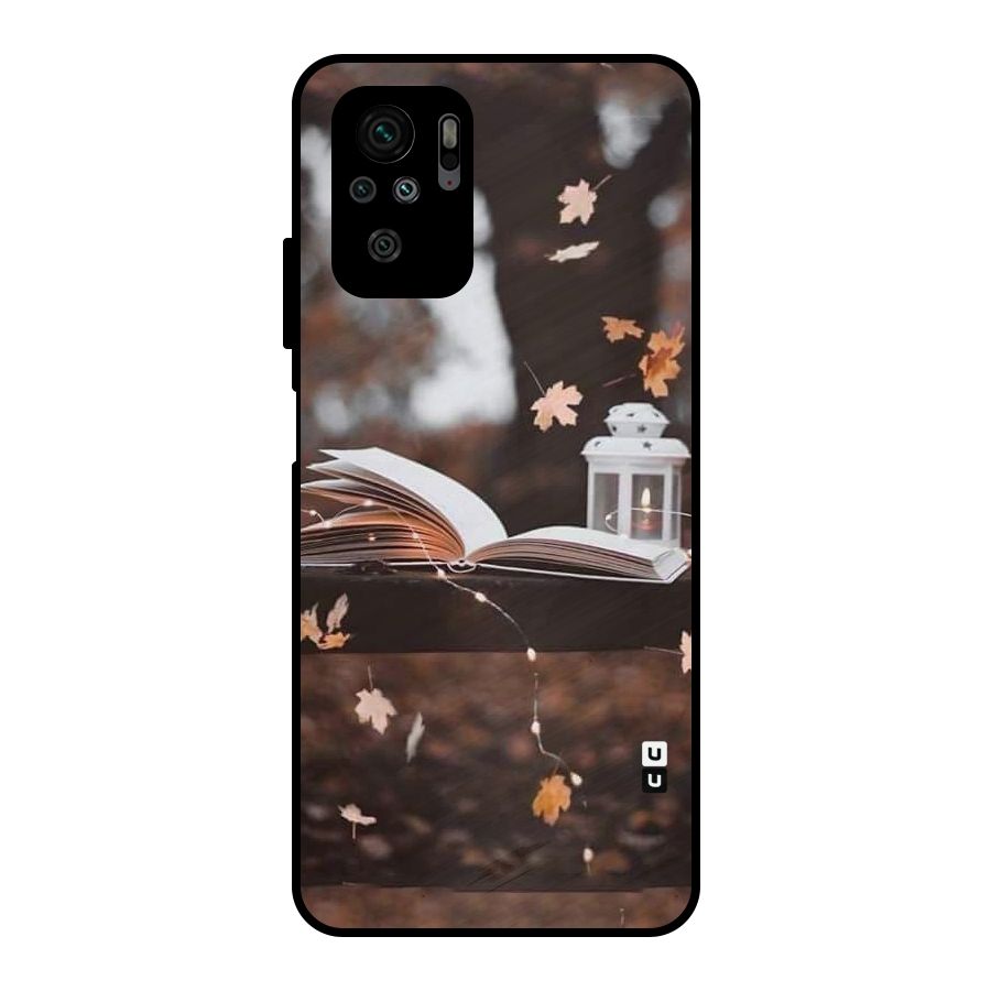 Book and Fall Leaves Metal Back Case for Redmi Note 10S