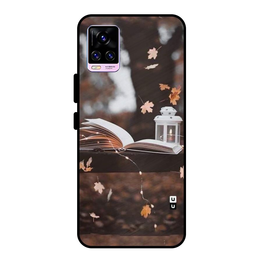 Book and Fall Leaves Metal Back Case for Vivo V20 Pro