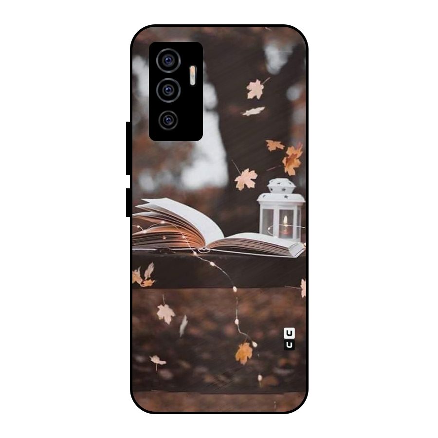 Book and Fall Leaves Metal Back Case for Vivo V23e