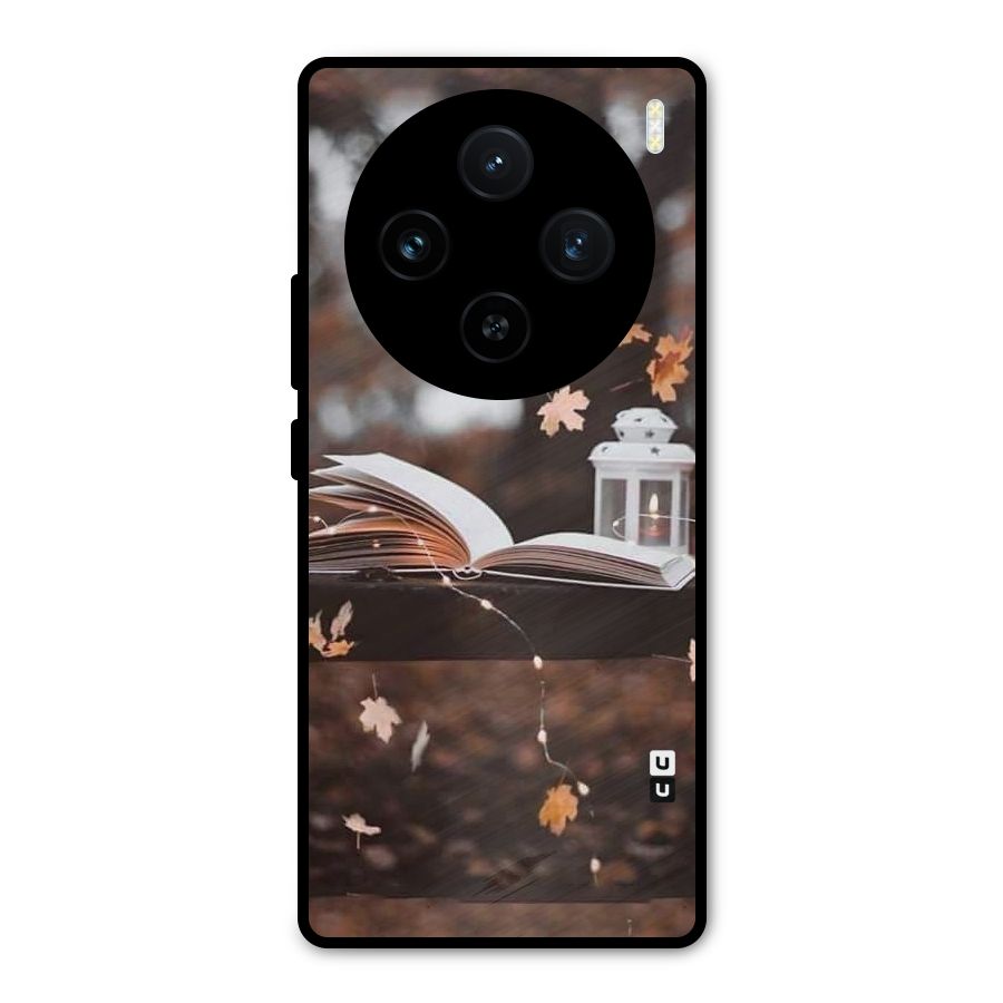 Book and Fall Leaves Metal Back Case for Vivo X100