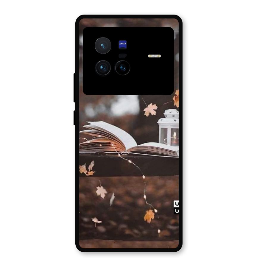 Book and Fall Leaves Metal Back Case for Vivo X80