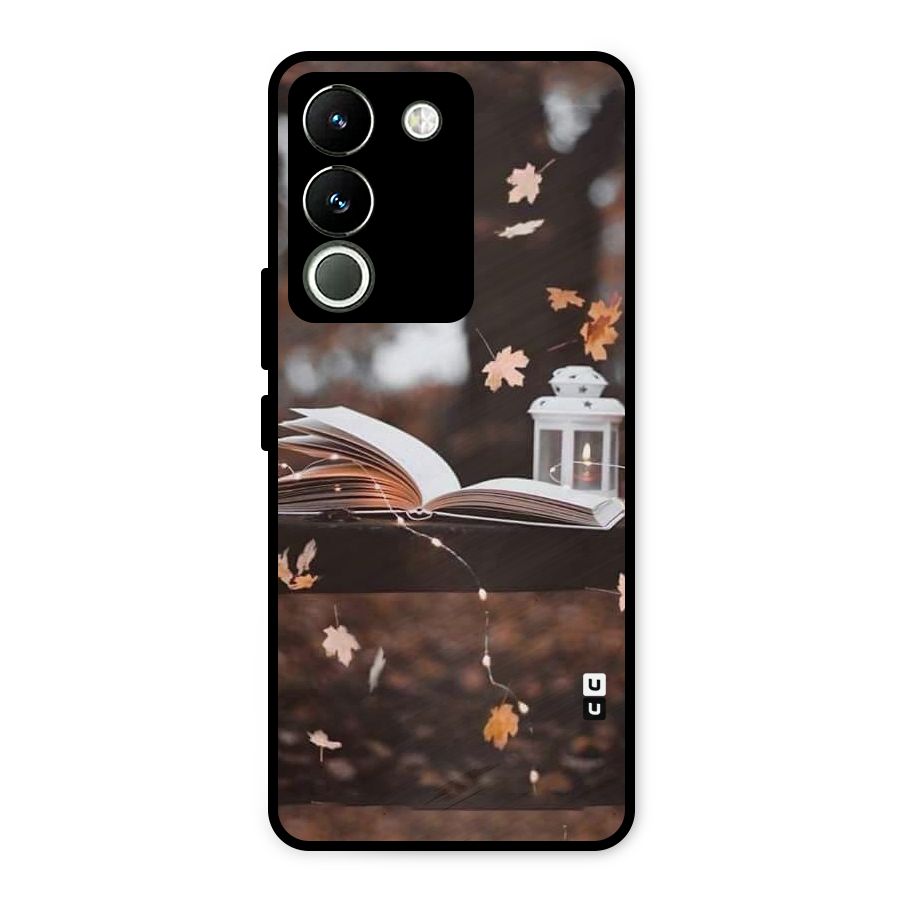 Book and Fall Leaves Metal Back Case for Vivo Y200