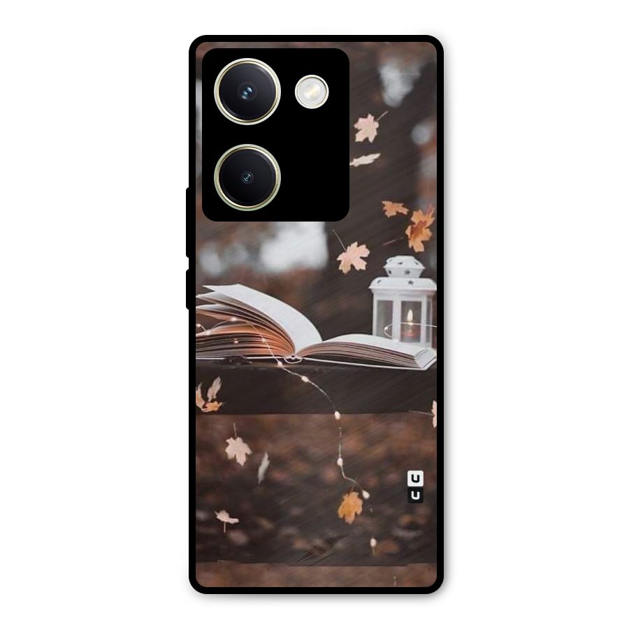 Book and Fall Leaves Metal Back Case for Vivo Y200 Pro