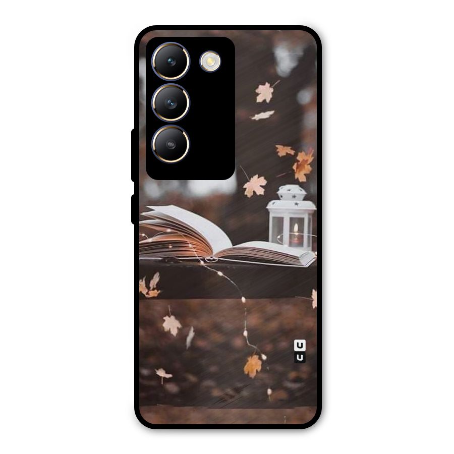 Book and Fall Leaves Metal Back Case for Vivo Y200e