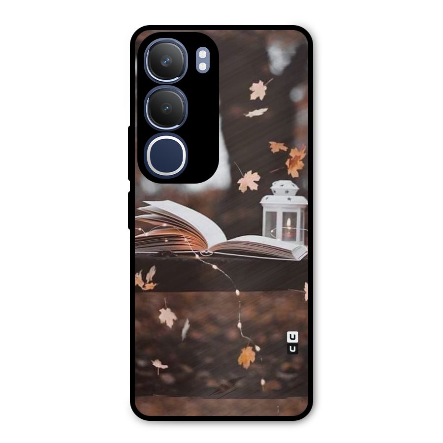Book and Fall Leaves Metal Back Case for Vivo Y29