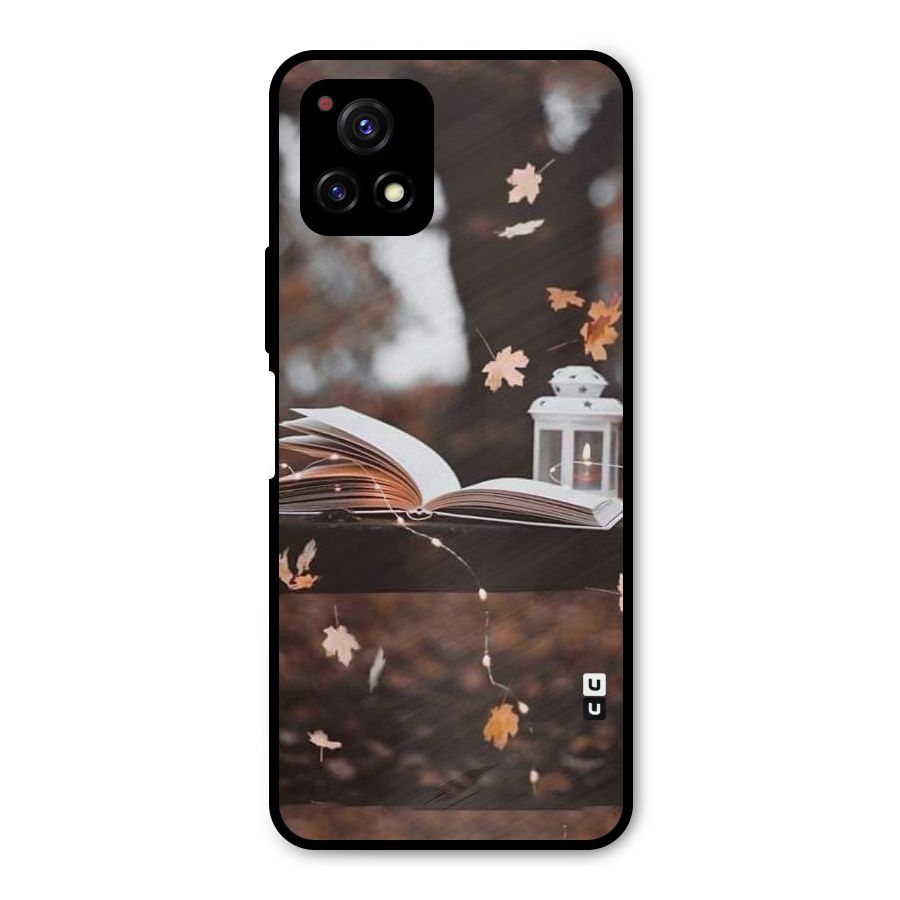Book and Fall Leaves Metal Back Case for Vivo Y72 5G