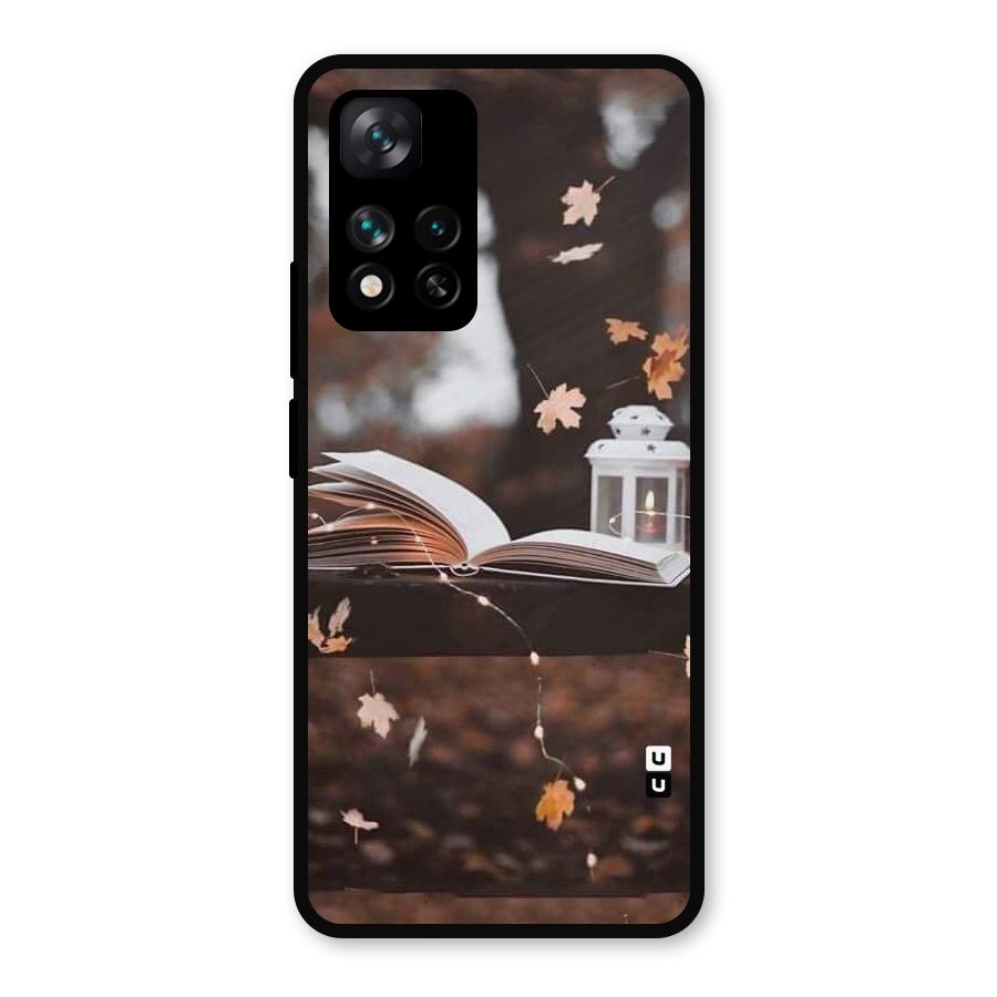 Book and Fall Leaves Metal Back Case for Xiaomi 11i 5G