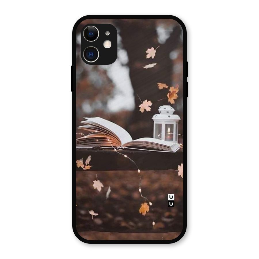 Book and Fall Leaves Metal Back Case for iPhone 11