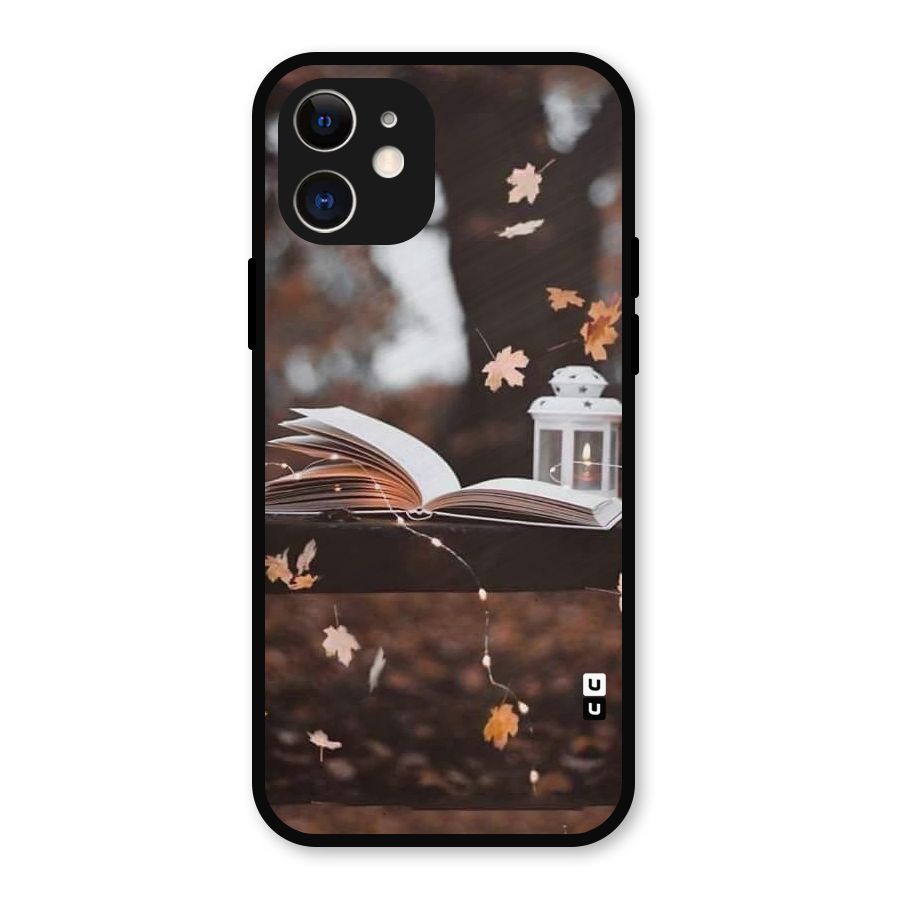 Book and Fall Leaves Metal Back Case for iPhone 12