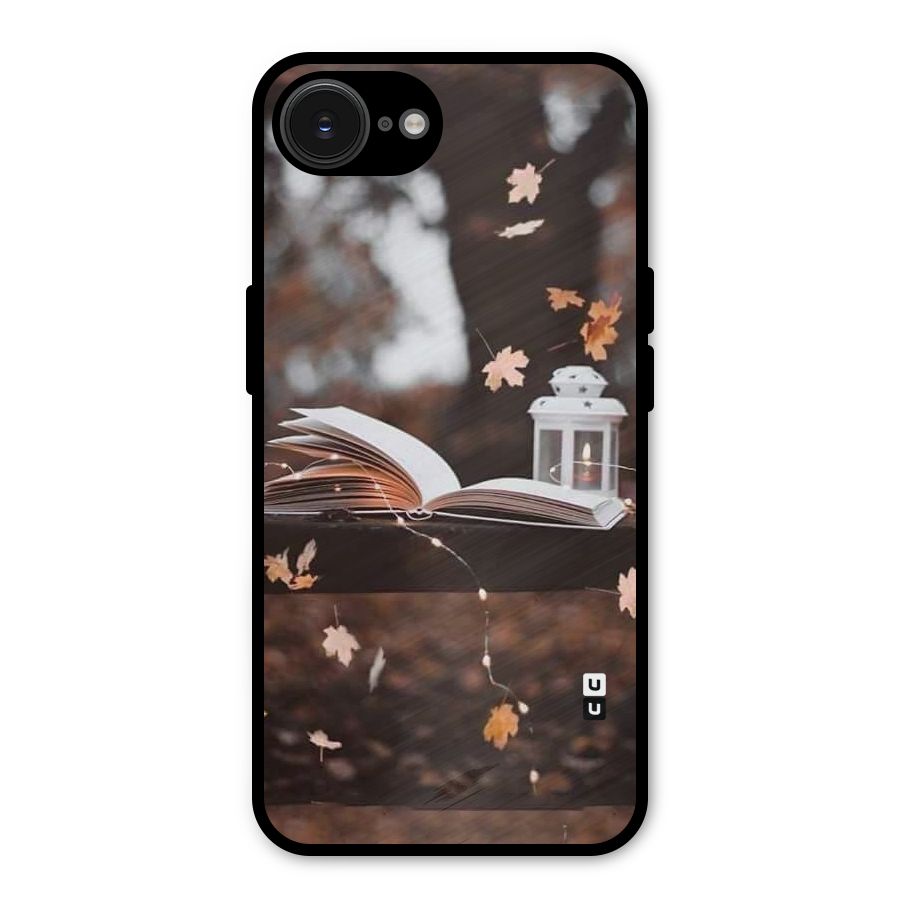 Book and Fall Leaves Metal Back Case for iPhone 16e