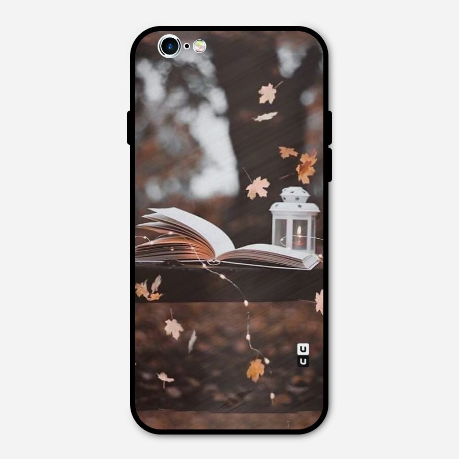 Book and Fall Leaves Metal Back Case for iPhone 6 6s
