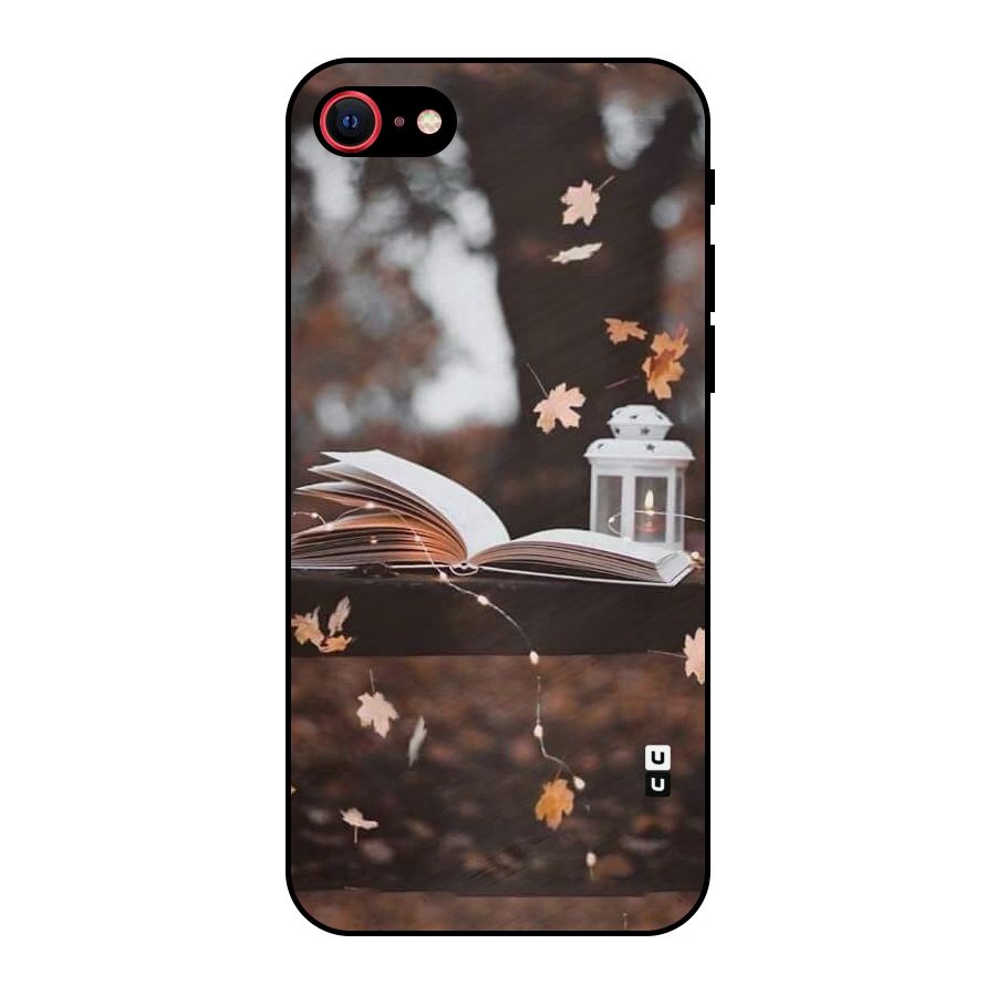 Book and Fall Leaves Metal Back Case for iPhone 7