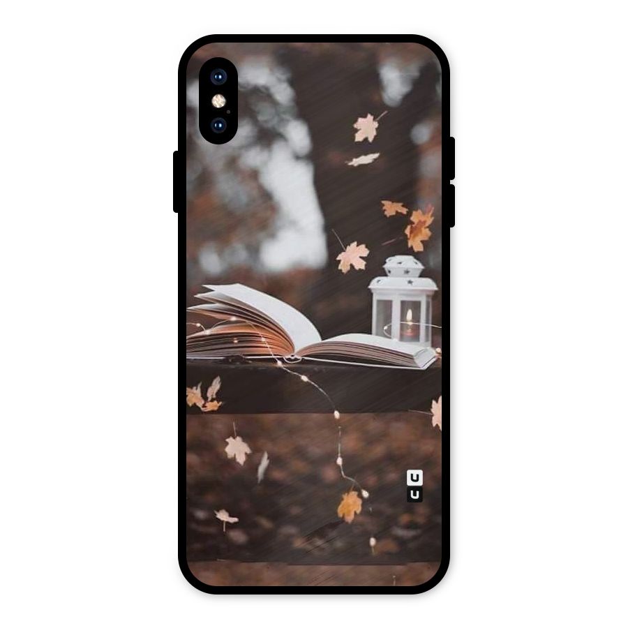Book and Fall Leaves Metal Back Case for iPhone XS Max