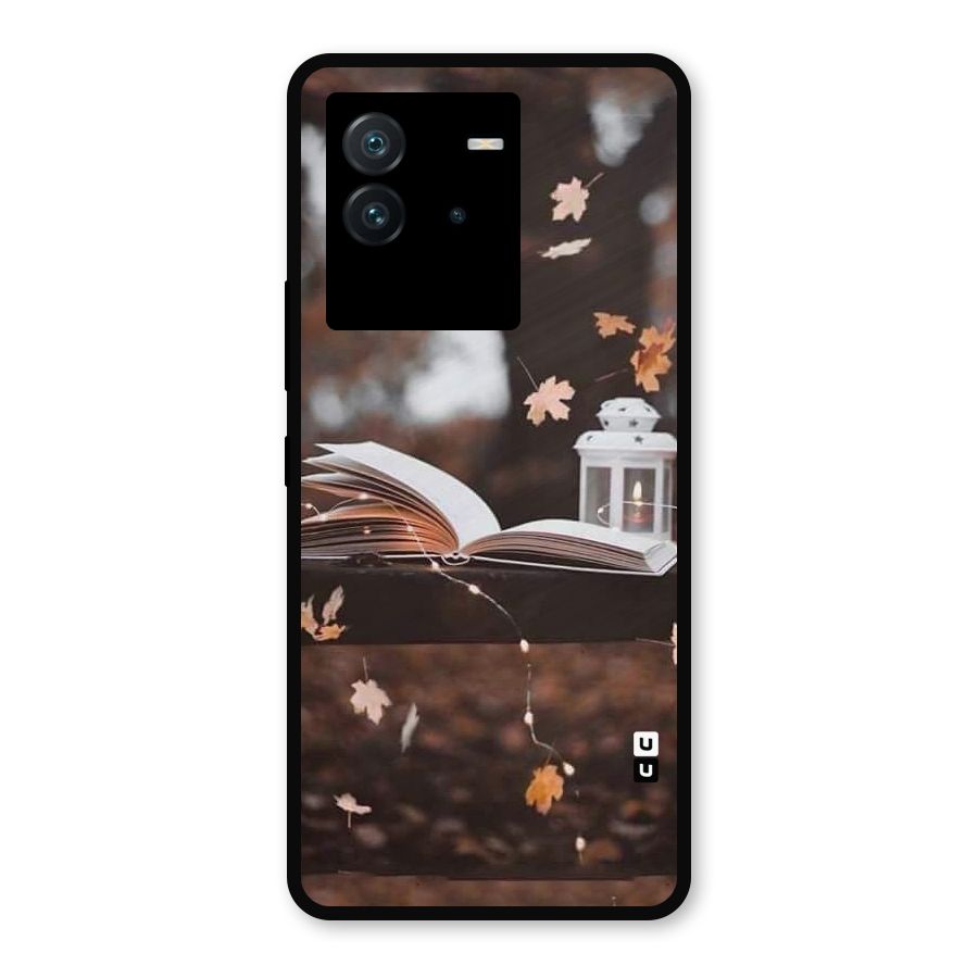 Book and Fall Leaves Metal Back Case for iQOO Neo 6 5G