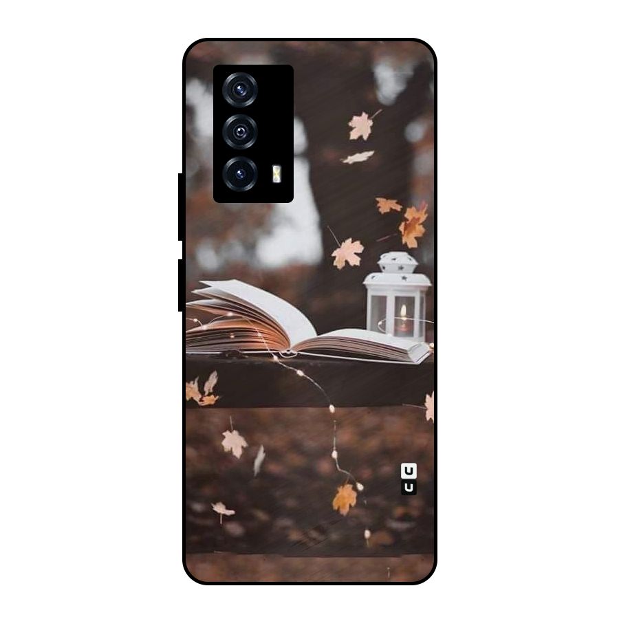 Book and Fall Leaves Metal Back Case for iQOO Z5