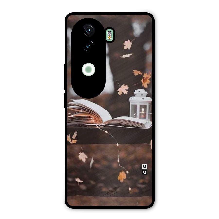 Book and Fall Leaves Metal Back Case for iQOO Z9s