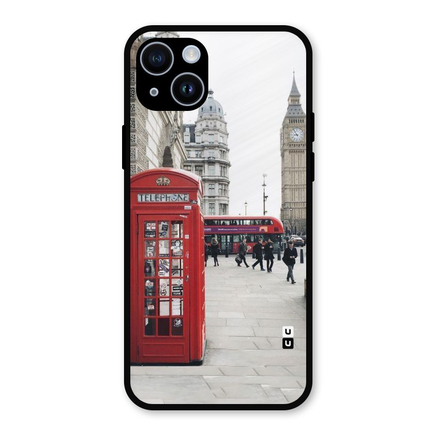 Booth In Red Metal Back Case for iPhone 14