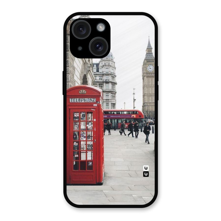 Booth In Red Metal Back Case for iPhone 15