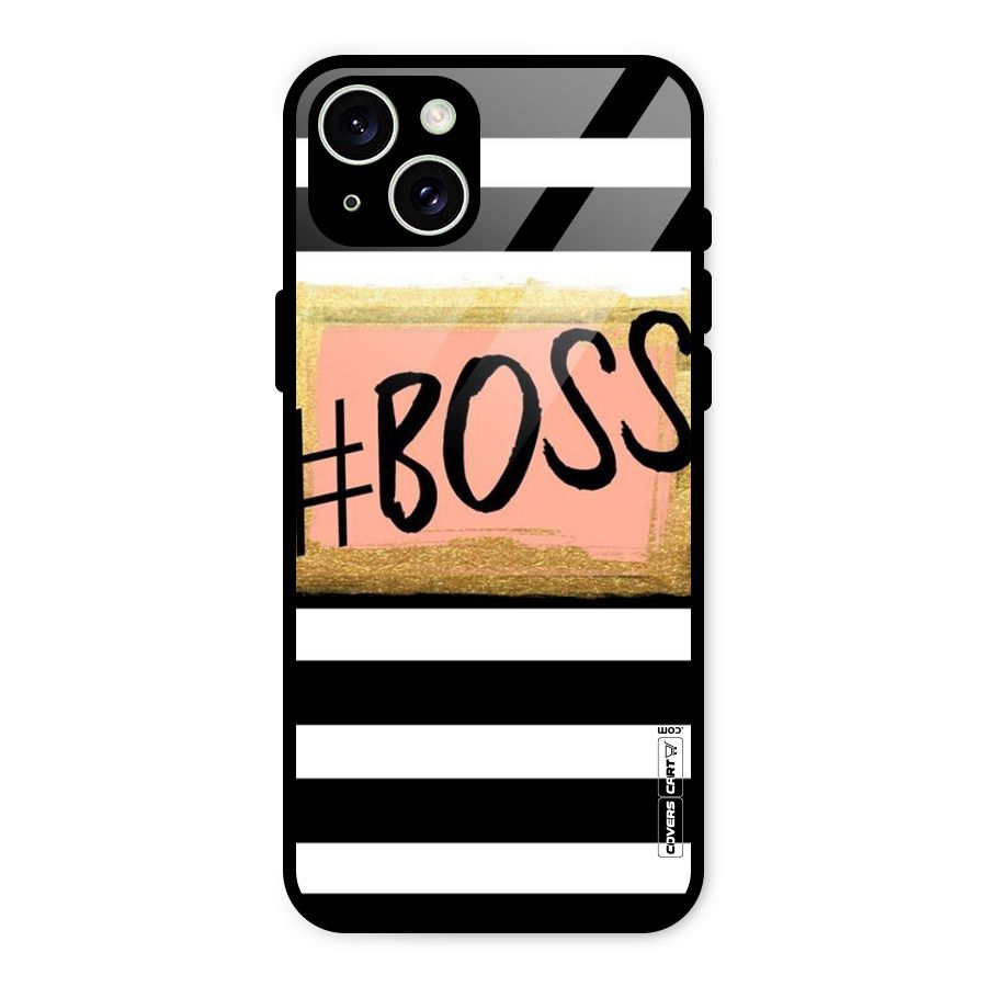 Boss Stripes Glass Back Case for iPhone 15 Plus