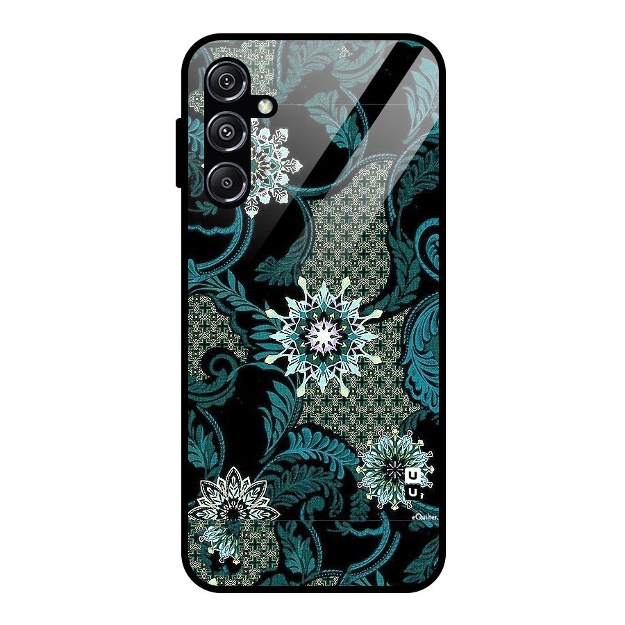 Bottle Green Floral Glass Back Case for Galaxy M34 5G