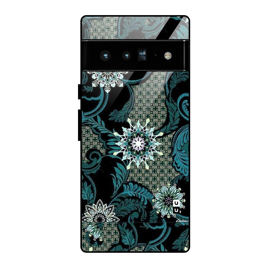 Bottle Green Floral Glass Back Case for Google Pixel 6 Pro