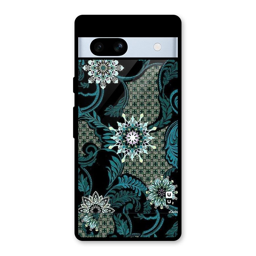 Bottle Green Floral Glass Back Case for Google Pixel 7a