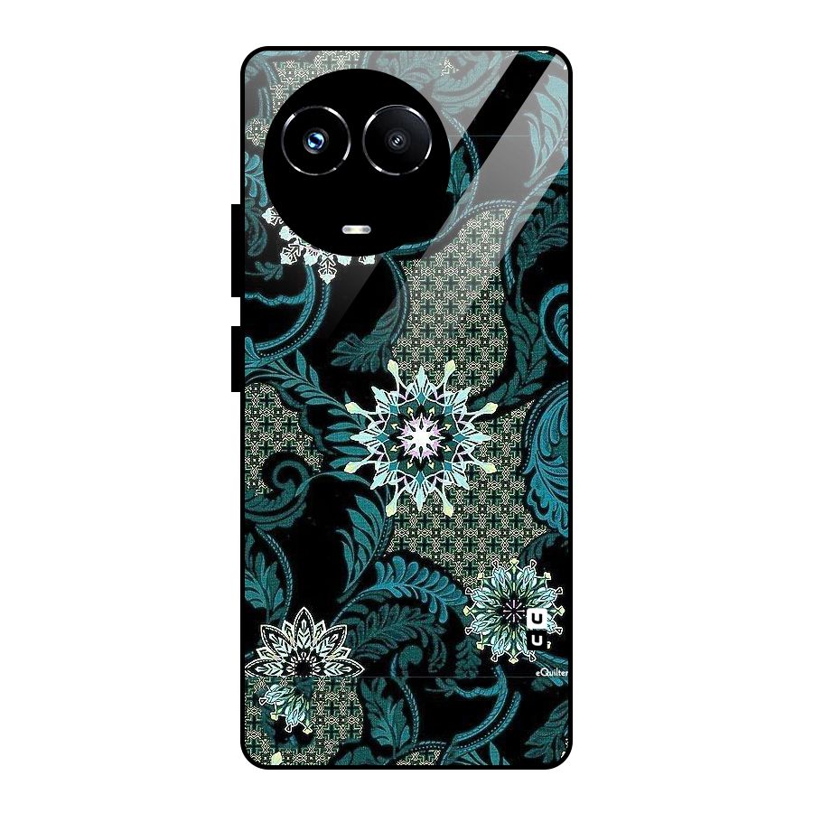 Bottle Green Floral Glass Back Case for Realme Narzo 60X