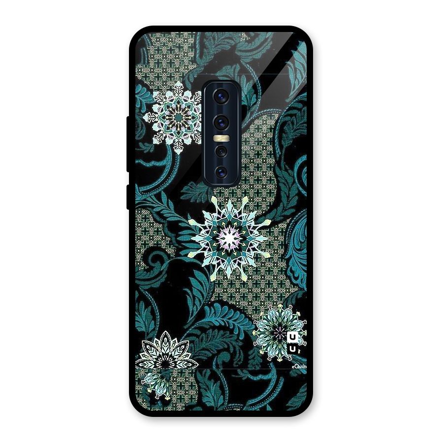 Bottle Green Floral Glass Back Case for Vivo V17 Pro