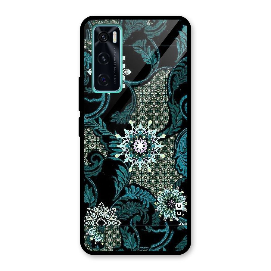 Bottle Green Floral Glass Back Case for Vivo V20 SE